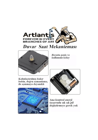 Duvar Saat Mekanizması 1 Adet 10 Mm Şaft Sessiz Saat Motoru Akrep Yelkovan Okul Deney Saat Yapım