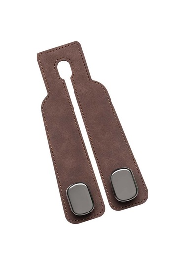 Aubyhe Oto Koltuk Arka Çift Kanca: Metal + Deri Araç İçi Çanta Tutucu, Telefon Tutucu, Organizasyon Aracı, Kahverengi Tek Adet