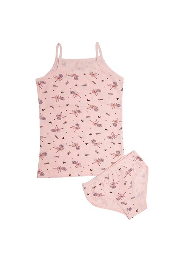 Kota 3406x6 Kız Çocuk 6'lı Karışık Desen İp Askılı Atlet Külot Takım-renkli Asorti