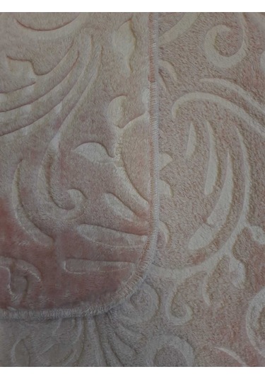 Emboss 2 Parça Pudra Peluş Banyo Paspası Takımı Kaymaz Taban Antrasit