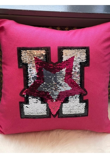 Yıldız Pul Payetli Kırlent Yastık Kılıfı 40x40 Renkli