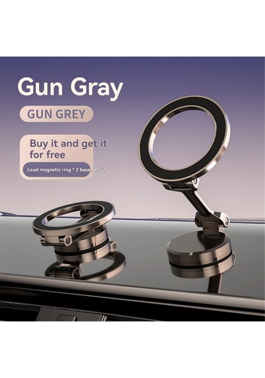 Ranyeek Alüminyum Araç Navigasyon Tutucu, 360 Döner Güçlü Manyetik, Evrensel Telefon Tutucu, Araç Gösterge Paneli Uyumlu, Silah Rengi