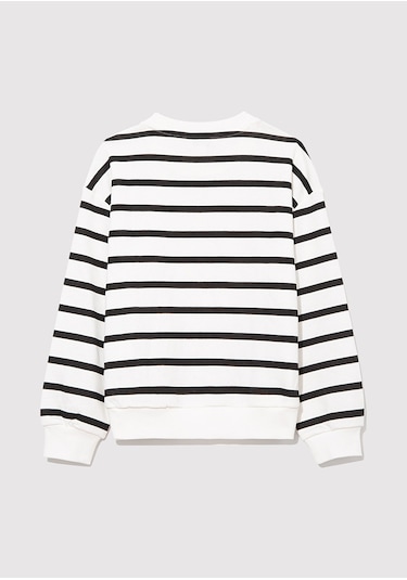 Mavi - Mavi Logo Baskılı Siyah Çizgili Sweatshirt 7s10038-900 Siyah