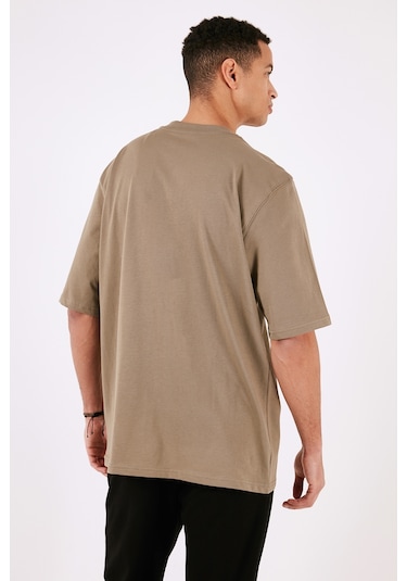 Buratti Pamuklu Oversize Bisiklet Yaka Basic Erkek T Shirt 5902365 Vizon