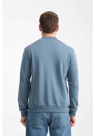 Shooter Sportswear Erkek Sweatshirt Düğmeli Ekru Standart Kalıp Orman Yeşili