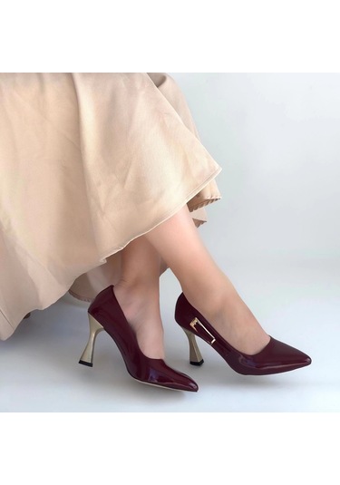 Biçomi Motya Bordo Rugan Topuklu Ayakkabı Çok Renkli