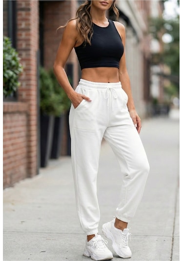 Tuba Toptaş Eşofman Altı Unisex Ekru
