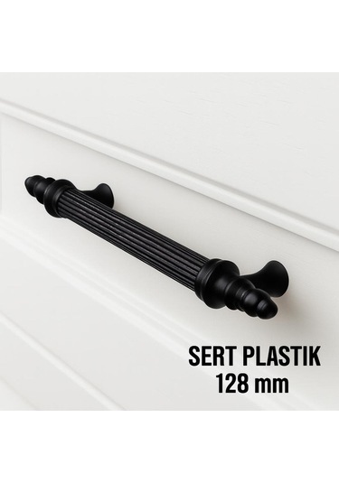 Sert Plastik 128 Mm Siyak Mobilya Mutfak Dolabı Komidin Tv Ünütesi Dolap Kulpları 10 Ad Siyah