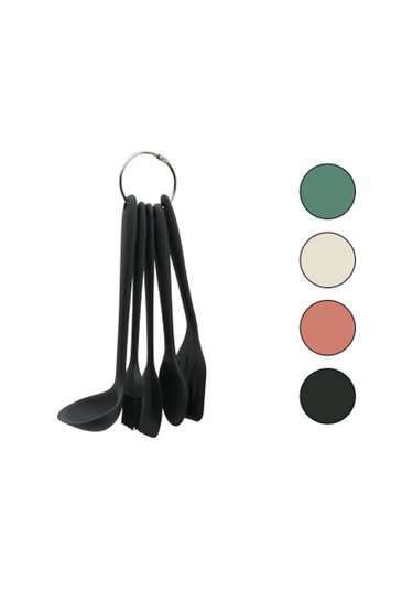 5pcs Mini 20-21cm Renkli Silikon Mutfak Servis Seti Kaşık - Kepçe - Yan - Delikli Spatula - Y.fırças Çok Renkli