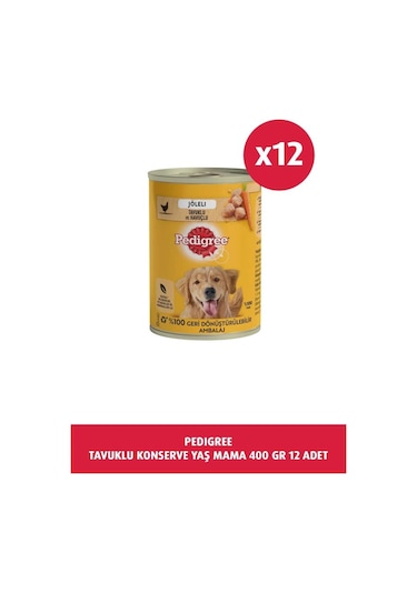 Pedigree Tavuklu Konserve Köpek Yaş Mama 400 G X12