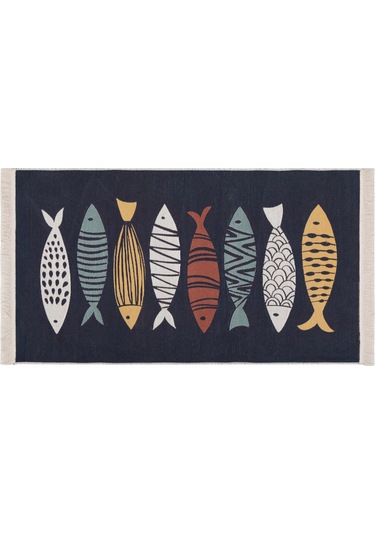 Mudo Home Larıssa Renkli Fısh Kilim Lacivert 80x150 Diğer