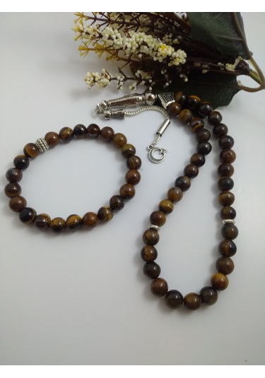 Kaplangözü Taşı Tespih ve Bileklik Takım/ Doğaltaş Tespih-Bilekli N11.5985