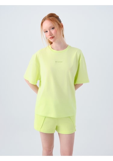 Oversize Kadın Tshirt K.kol Sarı