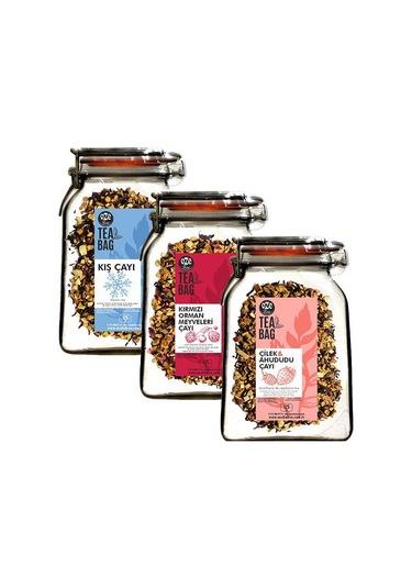 Oze Muhteşem Üçlü Set Kış Çayı Çilek Ahududu Çayı 125 G + Kırmızı Orman Meyveleri Çayı 125 G