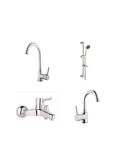 Erce Delta Banyo evye ve Lavabo Bataryası sürgülü Duş Takımı Krom