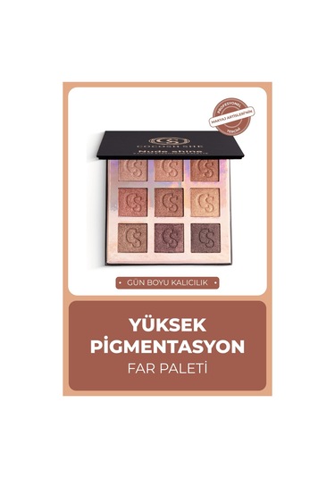 Cocosh She Nude Shine 9 Renk Göz Farı Paleti, Yüksek Pigmentasyon, Topaklanmaz, Kolay Dağılım - 9 Color Diğer