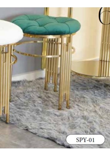 Mim Gold - Yeşil Sütun Yuvarlak Puf Yeşil