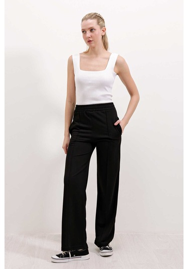 Gabria Ön Dikişli Eşofman Altı Siyah