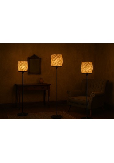 Luna Lambader Salon Oturma Odası Şık Modern Ahşap Ayaklı Şapka Kısmı Plastik Beyaz