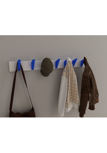 Hepsi3boyutlu Modern Duvar & Kapı Kanca Askılık - 7 Adet Mavi Kanca Askılık - Model No : 5 Mavi