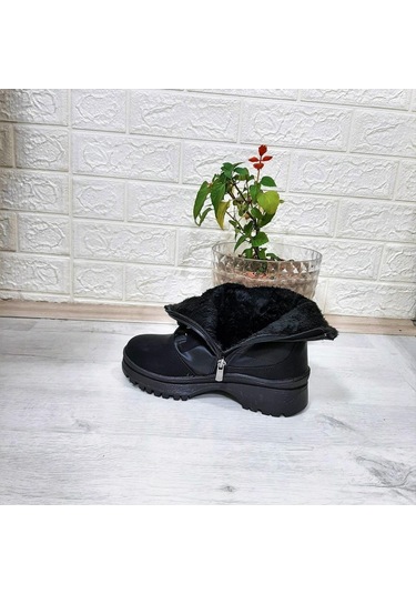 Twingo 875 Siyah Zümrüt İçi Kürklü Fermuarlı Bayan Bot 001