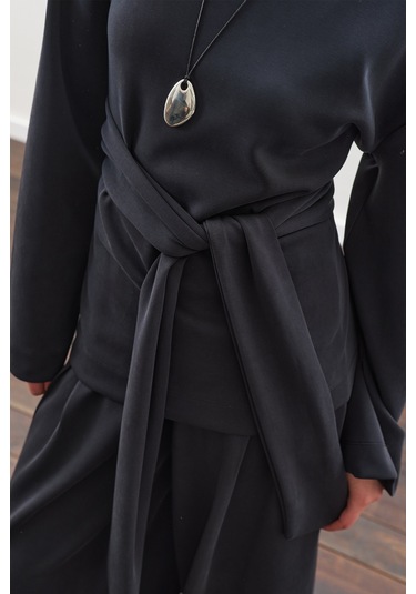 Yumuşak Dokulu Modal Bağlamalı Sweatshırt Antrasit Antrasit