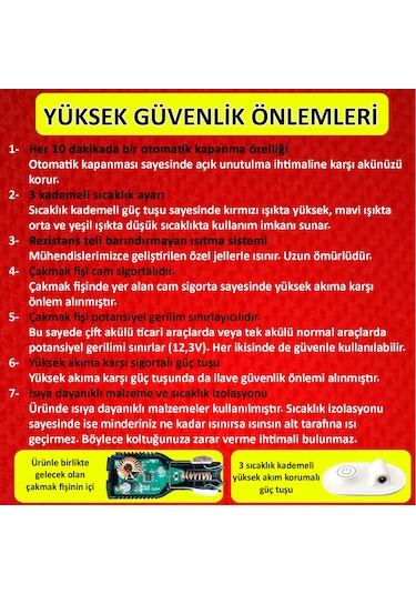 Yoldaş Isıtmalı Oto Koltuk Minderi, 15 Saniyede Hızlı Isıtma