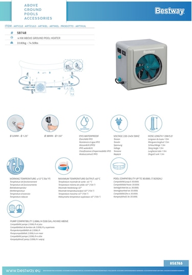 Bestway 58748 4 Kw Havuz Isıtıcı