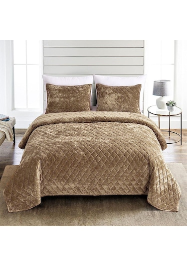 Evlen Home Kapitone Kadife Yatak Örtüsü Seti Tek Kişilik Supersoft Yumuşak Elyaf Dolgulu 2 Parça