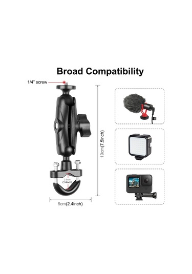 Puluz Motosiklet Gidon Sabit Montajlı U-bolt Taban Tutucu Gopro Ve Diğer Aksiyon Kameraları İçin Siyah