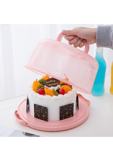 Plastik Pasta Kutusu, Kilitlenebilir Kapaklı Yuvarlak Pasta Saklama Kutusu Yeşil