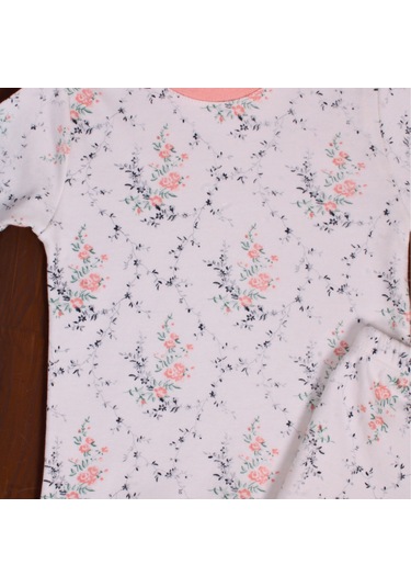 Çiçek Desenli Kız Bebek Pijama Eşofman Takımı Pembe Pembe