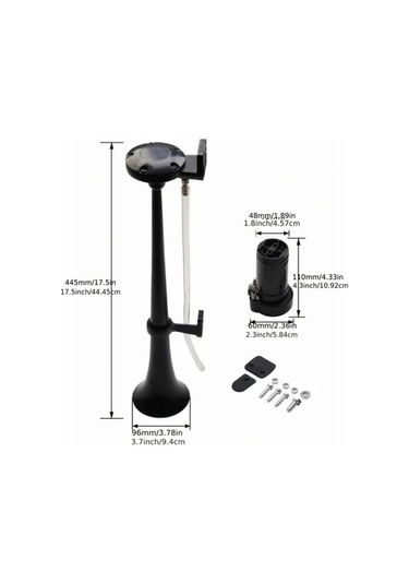 Pazly Siyah 12v 17 Inç Tek Trompet Hava Korna - Kamyon, Otomobil, Suv, Tekne, Tren, Motosiklet İçin