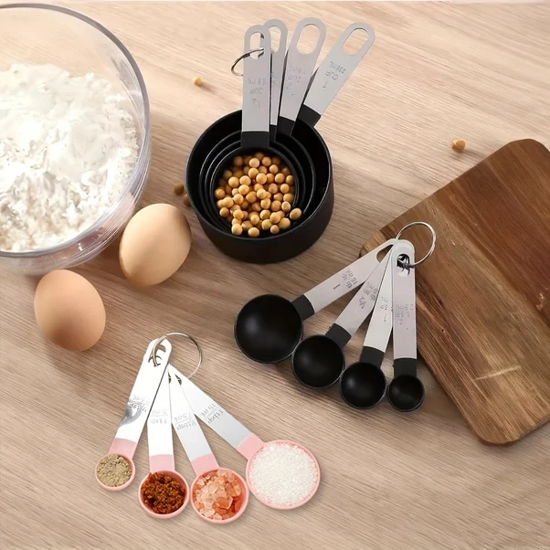 Gateesat Yeşil 8 Parça Paslanmaz Saplı Ölçü Kaşığı Ve Kabı Seti Kuru Sıvı Malzemeler İçin Yeşil