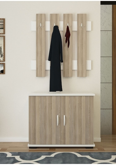 Ayakkabılık Portmanto Vestiyer Iki Kapaklı Ayakkabılık Askılık Ayakkabı Dolabı Beyaz