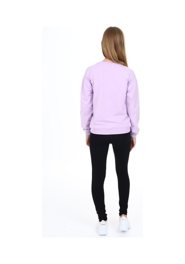 Toontoy Kız Çocuk Baskılı Taytlı Takım Lila