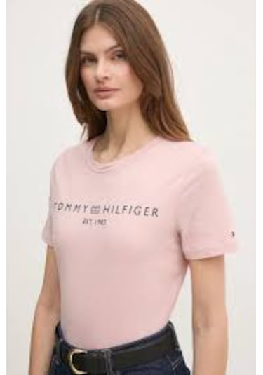 Tommyhilfiger Organik Pamuk Bayan T-shirt Pembe - Pudra