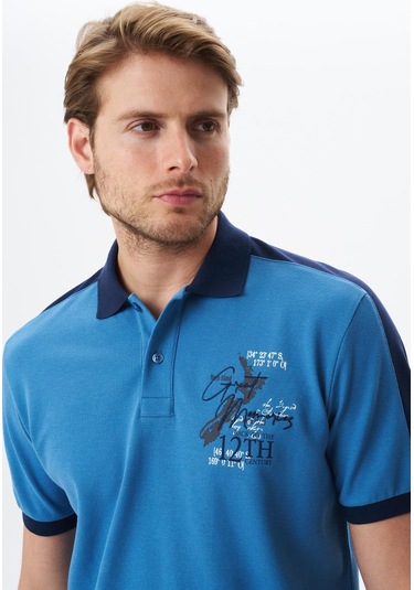 Arma Erkek Regular Fit Baskılı % 100 Pamuk Pike Polo Yaka Tişört Y29374356002 Mavi