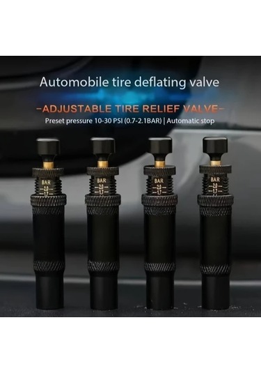 Xuweiwei Lunaverve Ayarlanabilir Lastik Deflatoru 10 30 Psı Otomatik Durma 4 Adet Off Road Kamyon Jeep Motosiklet 4x4 Aksesuarlari Siyah