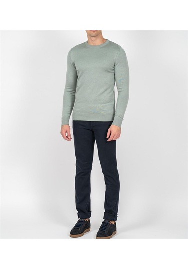 Granit Erkek Bisiklet Yaka Triko Slim Fit Pamuklu Kazak Ncs Jeans 3002-Granit