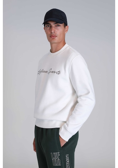 Lufian Erkek Loved Sweatshirt 112030137 Kırık Beyaz Kırık Beyaz