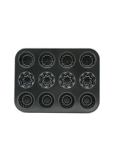 Baysa Metal Muffin Kalıbı 12'li Siyah