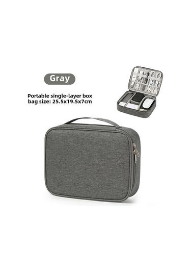 Springsun Dijital Aksesuarları Düzenle: Gri Tek Katlı Seyahat Taşıma Çantası, Oxford Kumaş, Şarj Kablosu Ve Powerbank Saklama Kutusu 25.5 19.5 7.5 Cm