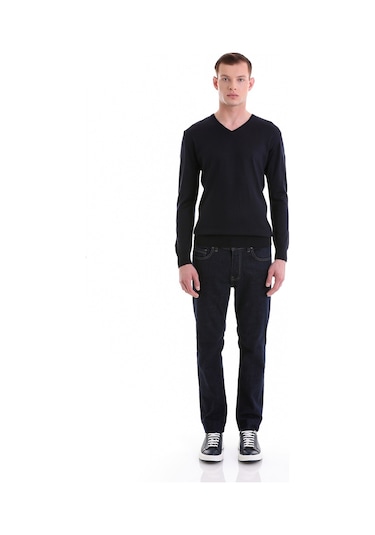 Hatemoğlu Lacivert Regular Fit Düz V Yaka Yünlü Triko Kazak 34251023a008 0 Lacivert