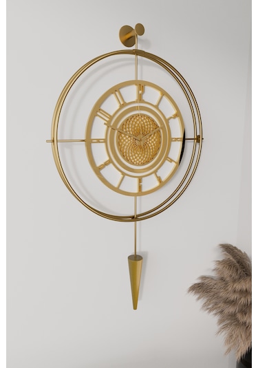 (GOLD-Büyük Boy) - Gold beyaz 7-24 h Lavinya - Kırılmaz Kadranlı (mobilya) Metal Duvar Saati