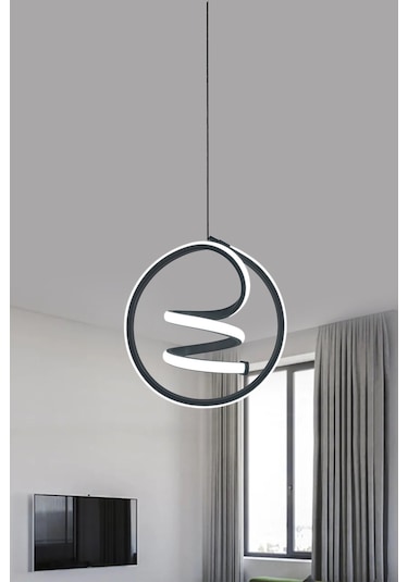 Modern Sarkıt Tekli Antre, Oda Helezon Ledli Avize - Kumandasız / Gold Gold