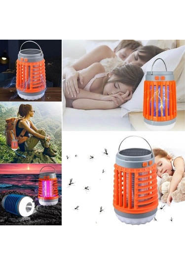 Askılı Solar Enerji İle Şarj Olabilen Sinek Öldürücü Kamp Feneri Işıldak Çok Renkli