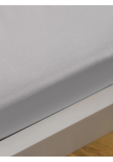 Gri Poplin Çift Kişilik Lastikli Çarşaf 100x200x30 Cm