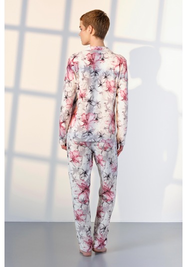 Doreanse Kadın Çiçek Desenli Gömlek T-shirt Pijama Takımı 25k4031-standart Çok Renkli
