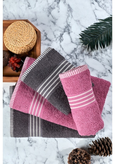 Rebeka Oscar Banyo Havlu Seti Yumuşak Havlu Seti 1200 Gram Mürdüm Antrasit Antrasit - Mürdüm